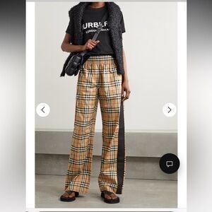 Burberry Louane Side Stripe Cotton Straight Leg Iconic Vintage Check size 2 US